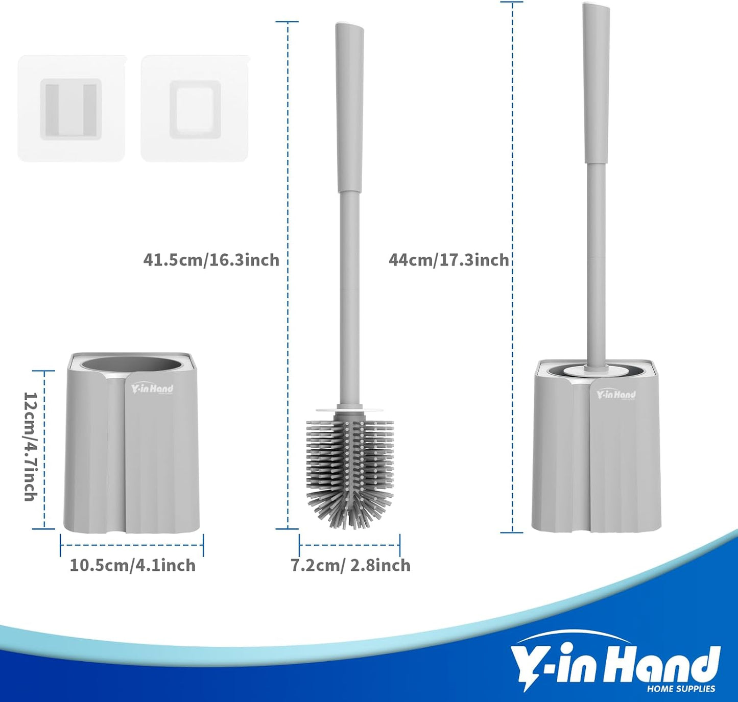Toilet Brush and Holder Set, Silicone Toilet Bowl Cleaner Brush for Bathroom & RV Cleaning, Space Saving Design
