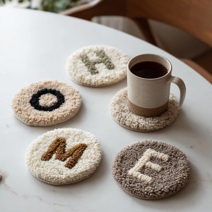 6PCS Punch Needle Coaster Kit Merry Christmas Theme Easy for Beginners Stress Relief Craft Set with Hoop Yarn & Patterns DIY Embroidery Mug Rug Kit for Adults Kids Home Decor-2