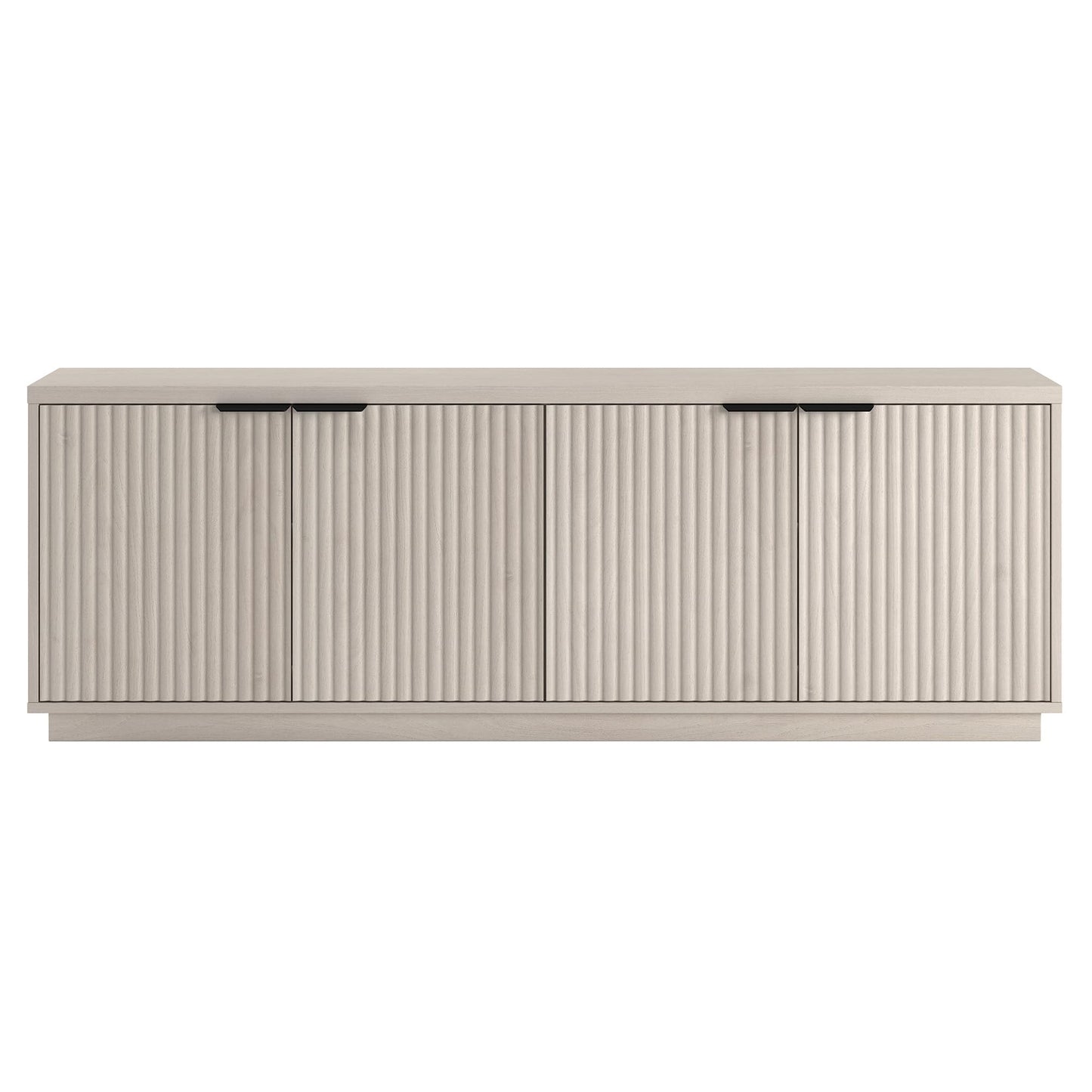 Henn&Hart Fluted TV Stand for TVs up to 78" with 2 Ribbed Storage Cabinets and Adjustable Shelves for Living Room, Family Room, or Office, Beech White
