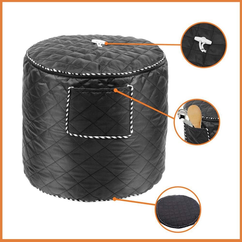 Air Fryer Cover for 6 Quart Instant Pot and Electric Pressure Cooker with Pocket, Dust-Proof Cover, Black