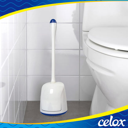 CELOX Toilet Bowl Brush and Holder, Compact Bathroom Cleaning Kit, White, 2 Set