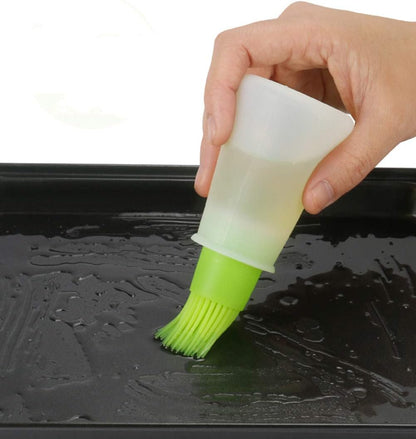 AKOAK 1 Pack Environmentally Friendly Silicone Flat-Bottomed Barbecue Oil Bottle Brush for Kitchen Baking and Cooking