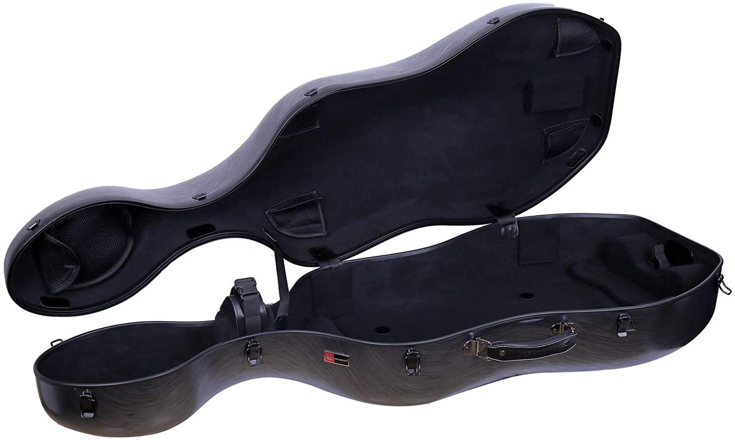 Crossrock Poly Carbon Composite Case fits for 3/4 Size Cello with Backpack and Wheels in Black(CRF102CETBKHT) (CRF1020CETBKHT)