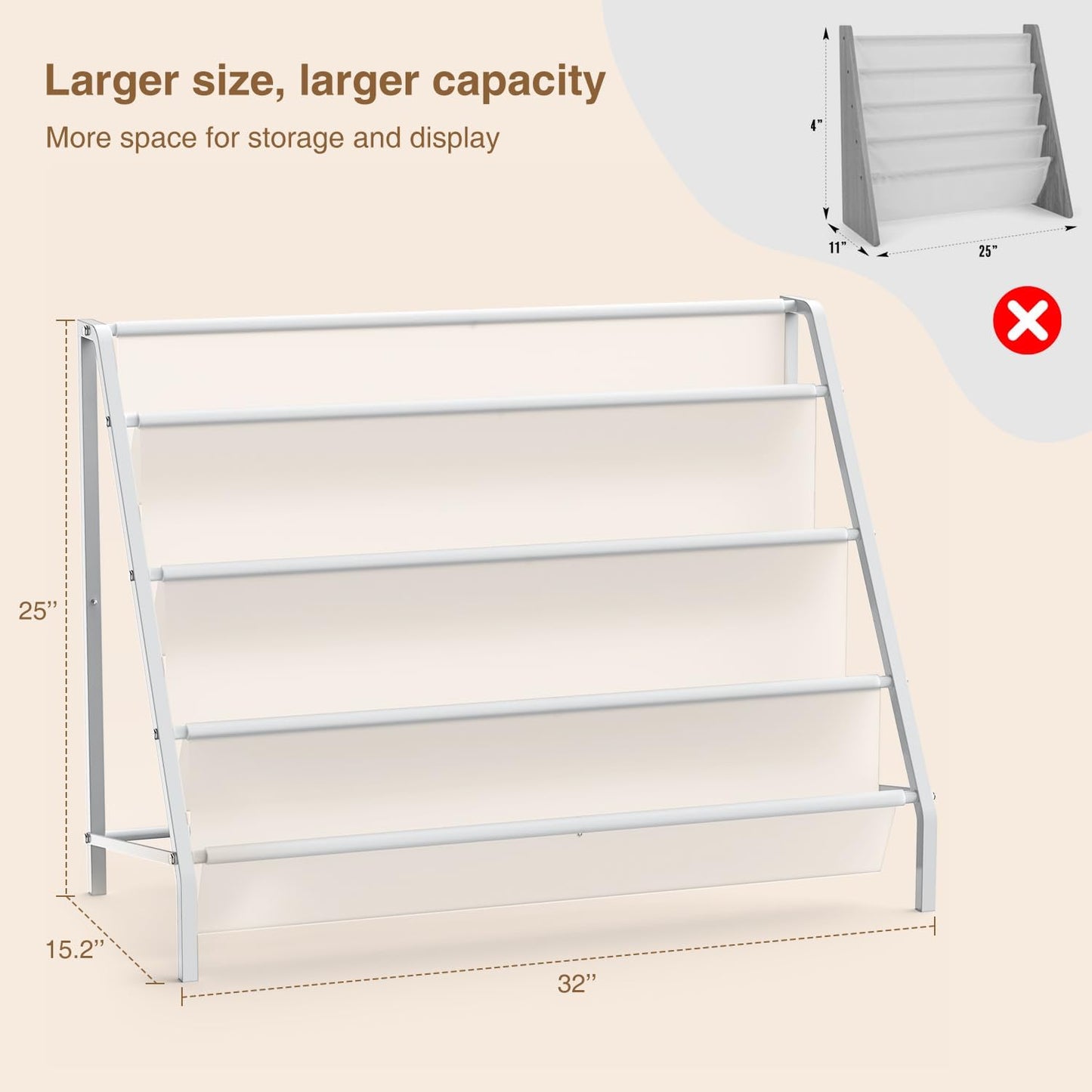4 HAVEDAWN High-Transparent Tier Kids Bookshelf, Sturdy Metal Large Size Book Rack Storage for Kids - Toddler Book