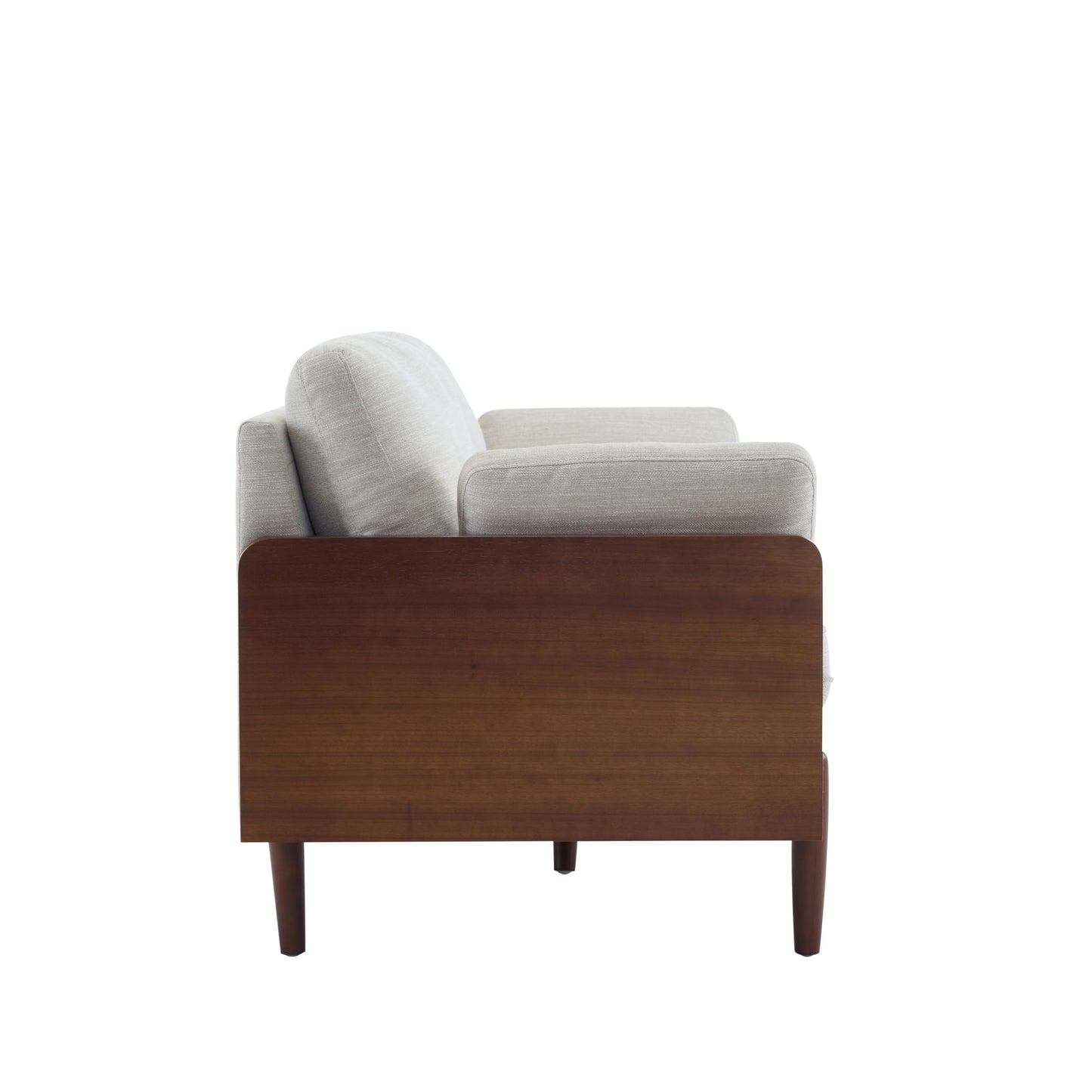 Christopher Knight Home Arboris Modern Rubberwood Frame, Fabric Upholstered Loveseat, Living Room/Bedroom/Apartment Couch/Sofa with Toss/Back Pillows and Removable Cushions, Beige+Light Walnut