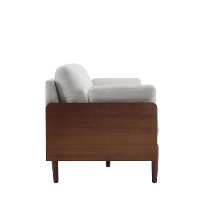 Christopher Knight Home Arboris Modern Rubberwood Frame, Fabric Upholstered Loveseat, Living Room/Bedroom/Apartment Couch/Sofa with Toss/Back Pillows and Removable Cushions, Beige+Light Walnut