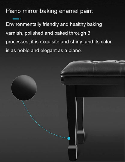 GAZOGJ Piano Stool Piano Bench Dressing Table Stool Genuine Leather Keyboard Bench Piano Stool, Height Adjustable Piano Bench with Storage Compartment, 58 x 41 x 48-58,Mahogany
