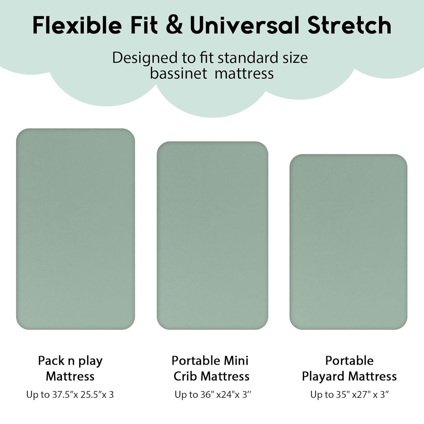 Yoofoss Fitted Pack and Play Sheets - Soft, Breathable Mini Crib Sheets 2-Pack in Green & Giraffe Design