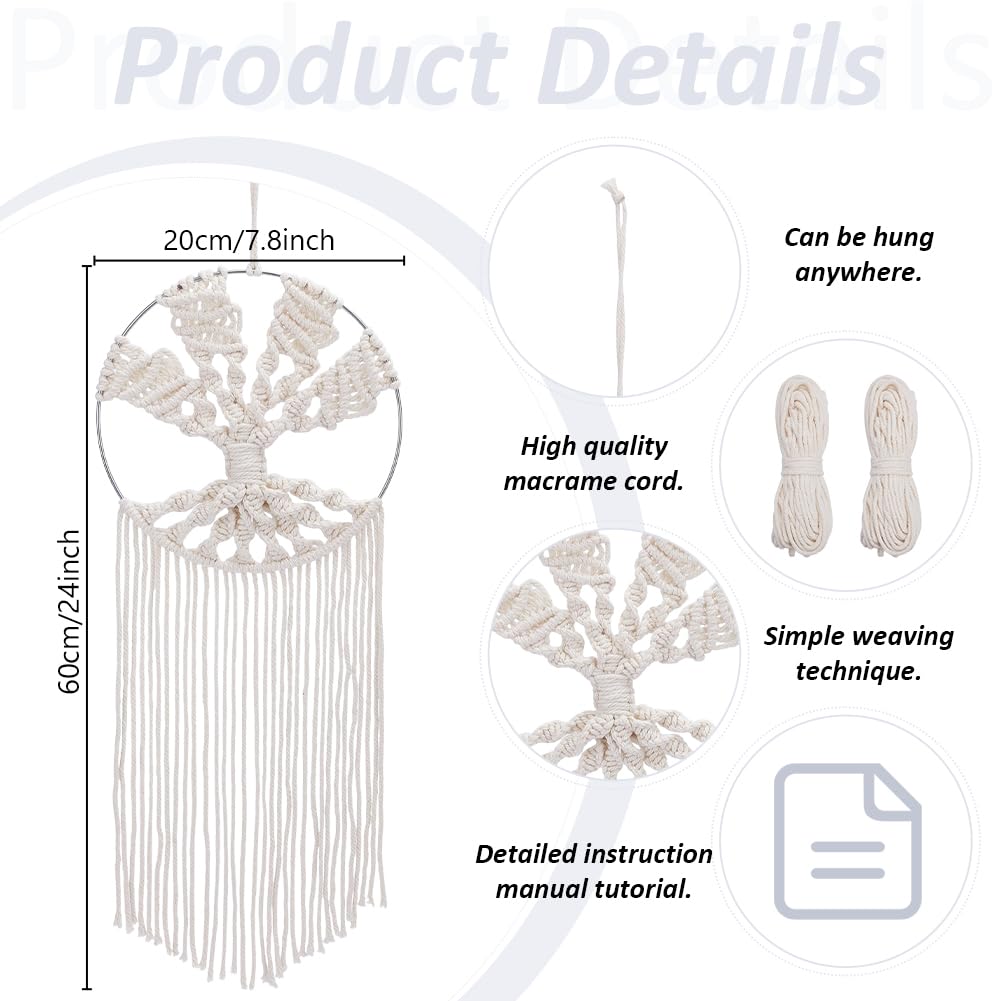 FREEBLOSS Tree of Life Macrame Kit for Beginners DIY Macrame Wall Hanging Tapestry Boho Home Decor for Living Room Bedroom, with Instructions