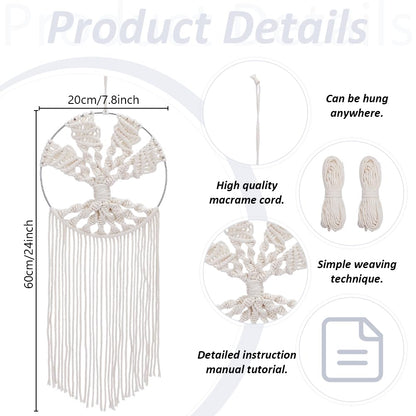 FREEBLOSS Tree of Life Macrame Kit for Beginners DIY Macrame Wall Hanging Tapestry Boho Home Decor for Living Room Bedroom, with Instructions