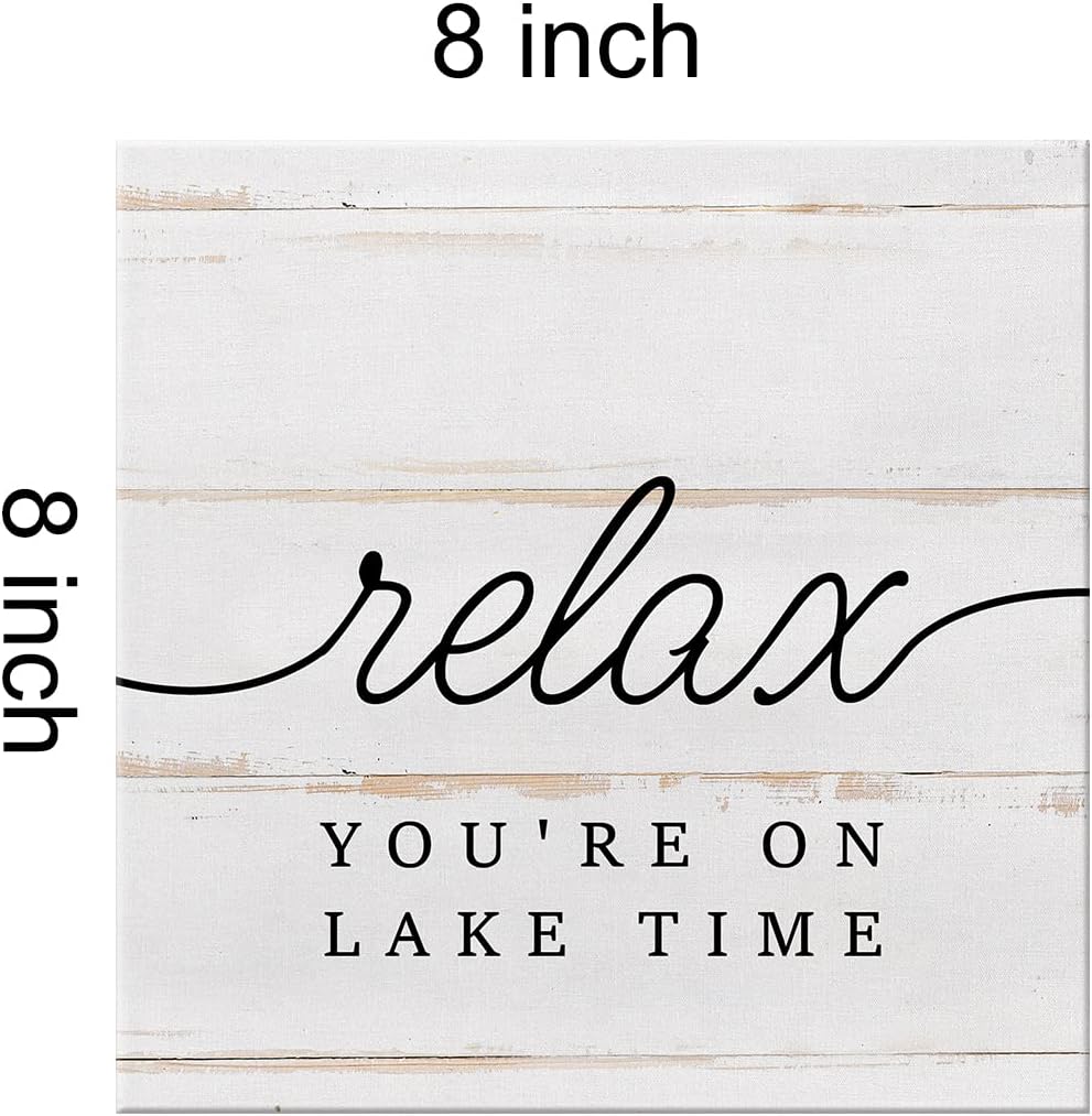 Country Lake Canvas Prints - Wall Art Decor with Relax Quote, Framed Artwork for Summer Rustic Home Decoration
