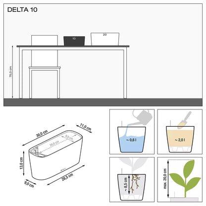 Lechuza Delta 10 Self Watering Plant Pot, White High Gloss, 30 cm