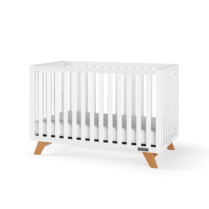 Child Craft SOHO 4-in-1 Convertible Crib, Baby Crib Converts to Day Bed, Toddler Bed and Full Size Bed, 3 Adjustable Mattress Positions, Non-Toxic, Baby Safe Finish (White/Natural)