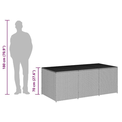 GKHPYURE Poly Rattan Patio Storage Box, 70.9x35.4x27.6 Inch Large Outdoor Storage Trunk with Gas Lift Lid, Powder-Coated Steel Frame, Hand-Woven for Cushions