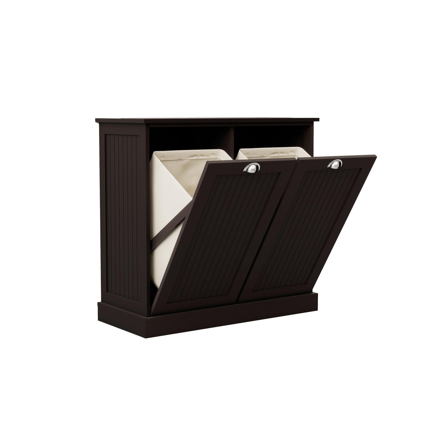 Two-Compartment Tilt-Out Laundry Sorter Cabinet-Black