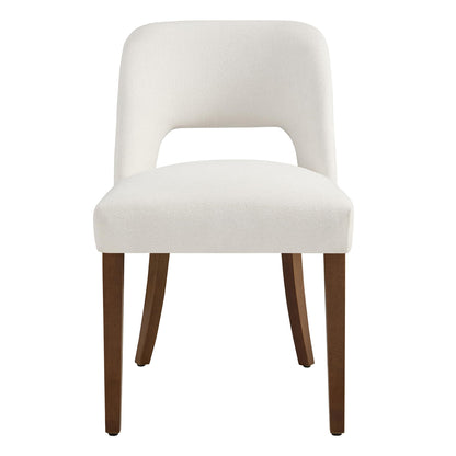 KISLOT Upholstered Dining Chairs Set of 4, Modern Armless Kitchen Chairs with Solid Wood Legs, Boucle Fabric, Sturdy Spring Structure, Comfortable Padded Dining Room Chairs, Cream