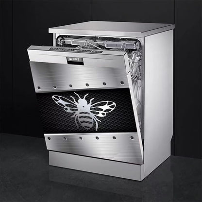 Silver Butterfly Dishwasher Magnet Cover, 23" x 26" Kitchen Decor, Stainless Steel Effect Vinyl Decal for Home Appliance