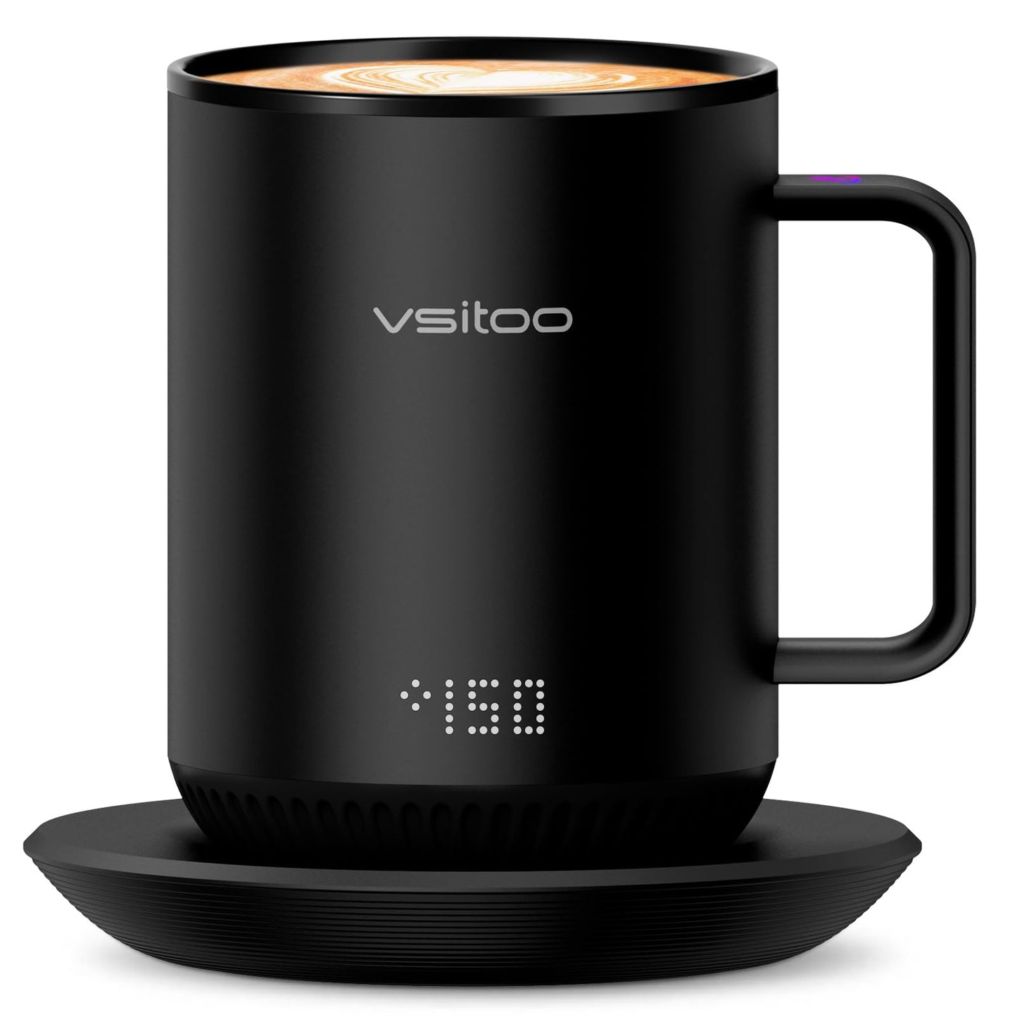 Vsitoo S3 12oz Heated Mug - Temperature Control Smart Mug with Mug Warmer, Perfect for Espresso, Auto-Sensing AI Heats Drinks to 120-150°F Hands-Free.Ideal for Home/Office/Gifts，Black