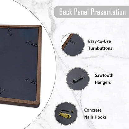 12x12 8x8 6x6 Square Walnut Wood Picture Frame with Tempered Glass Double Mat for or Photos, Handcrafted Natural Wood