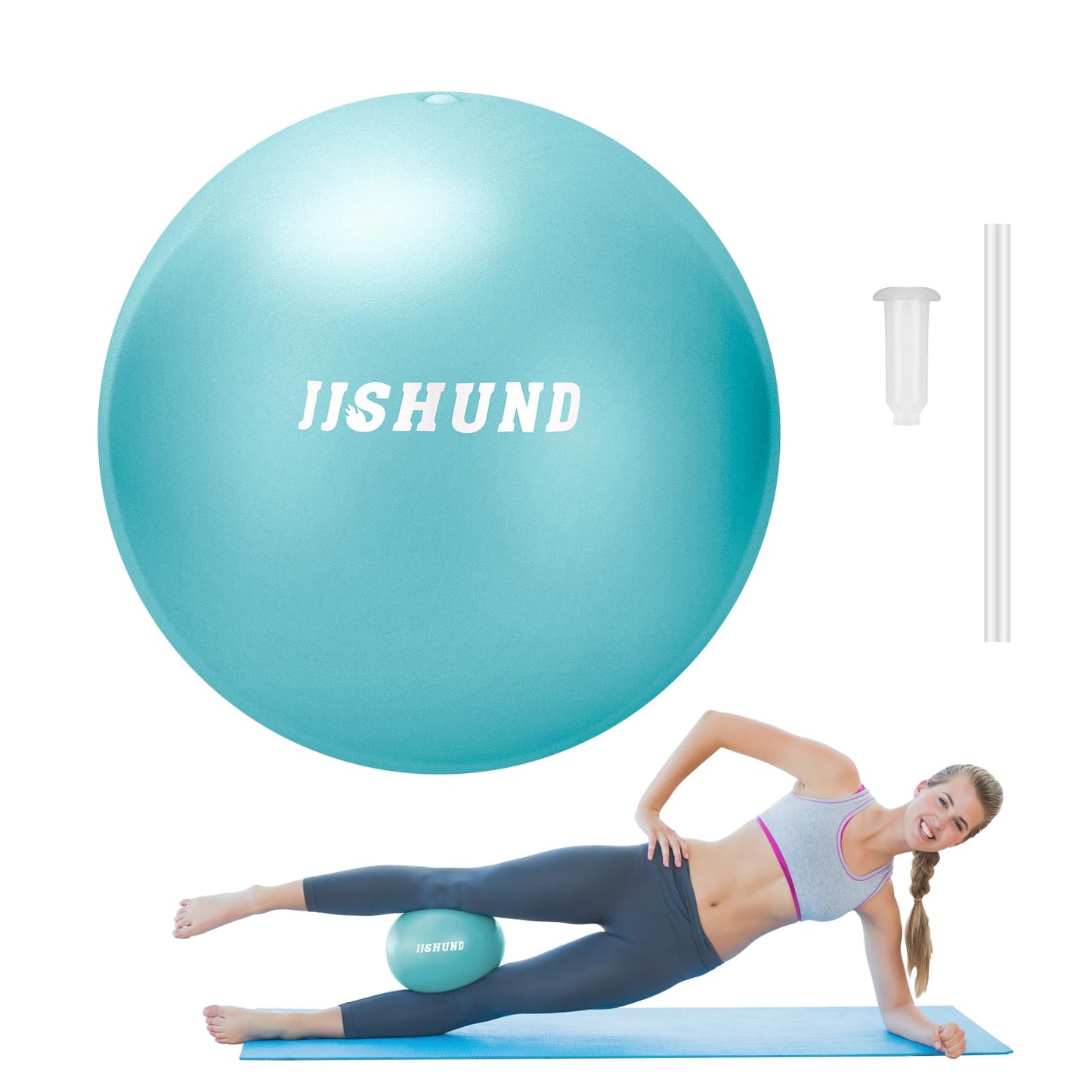 Pilates Ball, 9 Inch Small Exercise Mini Soft Workout Yoga Ball with Exercise Guide, for Home Gym Yoga, Pilates, Core Training, Workout, Balance, Stability