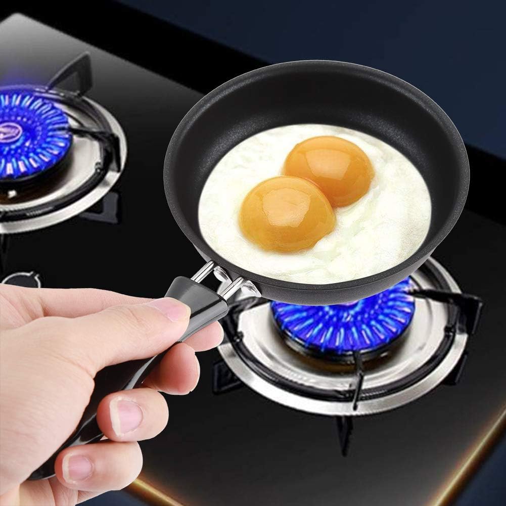 12cm Mini Round Frying Pan for Frying Eggs, Iron Coating Kitchen Cookware, Household Small Kitchen Cooker, Black
