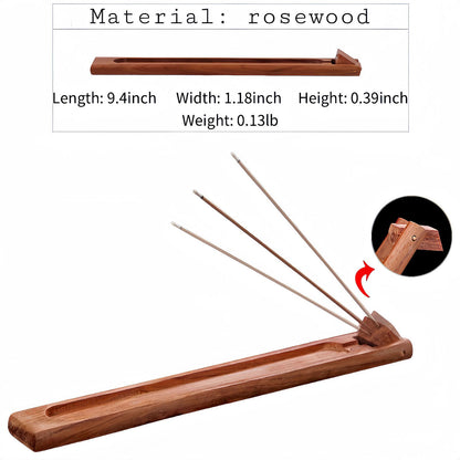 RE RELIURE 2 Packs Wood Incense Holder for Sticks with Adjustable Angle, Incense Stick Holder with Ash Catcher,Stick Incense Burner,9.8 Inches