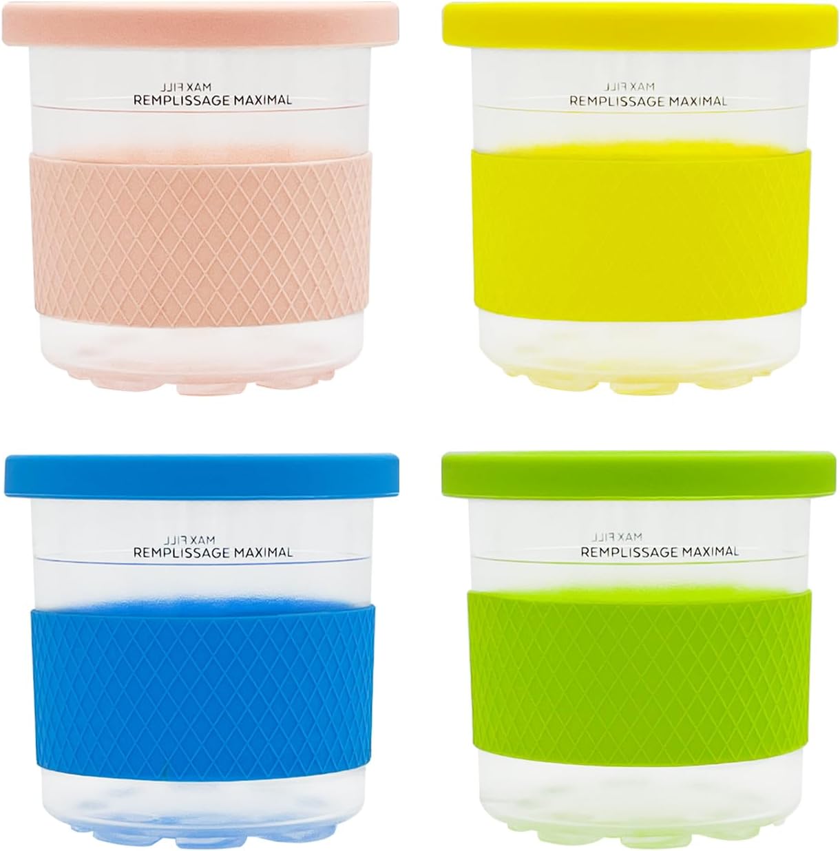 16 Oz NC301 NC299AMZ NC290 4 Pack Ninja Creami Ice Cream Maker Containers with Lids, Pint Replacement, Compatible