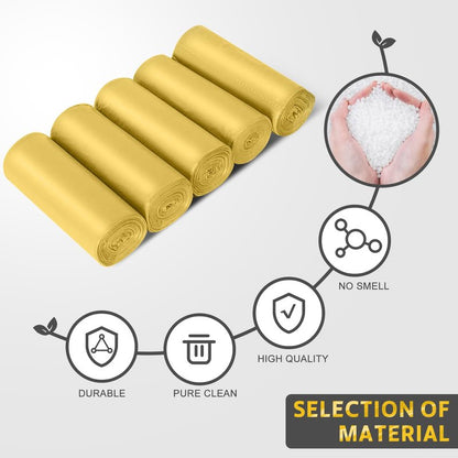 4-6 Gallon Gold Small Trash Bags 4 Gallon up to 6 Gallon Strong Garbage Bags Strong Disposable, Unscented Leak-proof Trash Bags for Cars Boat Office Bathroom Bedroom Kitchen Waste Basket Liner