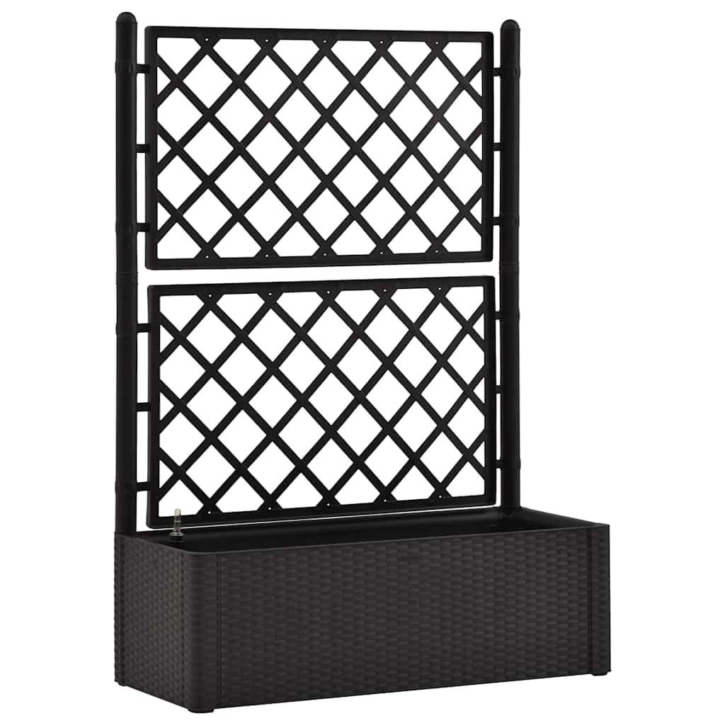 Yamxder 39.4x16.9x55.9 in Anthracite Plastic Raised Garden Bed with Trellis, Self-Watering Planter for Climbing Plants, Large Outdoor Planter Box for Patio Balcony