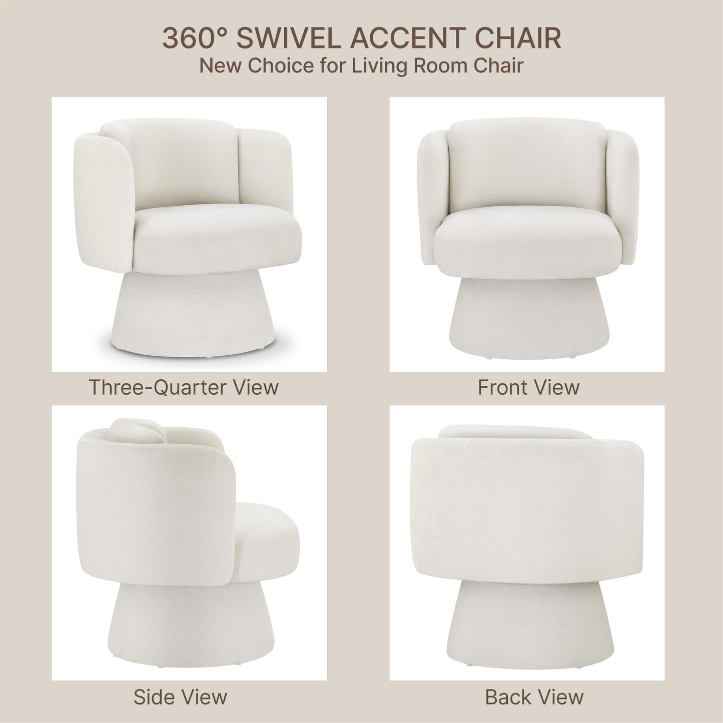 Swivel Barrel Chair Set of 2,360° Accent Chairs with Round Backrest,Upholstered Lounge Chair for Vanity,Living Room,Bedroom,Reading Nook,Linen
