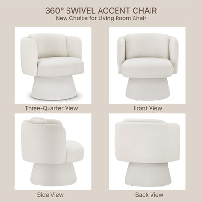 Swivel Barrel Chair Set of 2,360° Accent Chairs with Round Backrest,Upholstered Lounge Chair for Vanity,Living Room,Bedroom,Reading Nook,Linen
