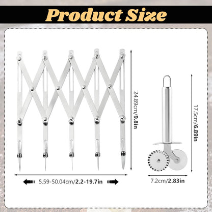 5 Wheel Pastry Cutter, Stainless Pizza Slicer, with1 Pc Double Wheel Cutter, Expandable Dough, Multi-Round Pastry Knife Baking Roller Cookie Dough Divider