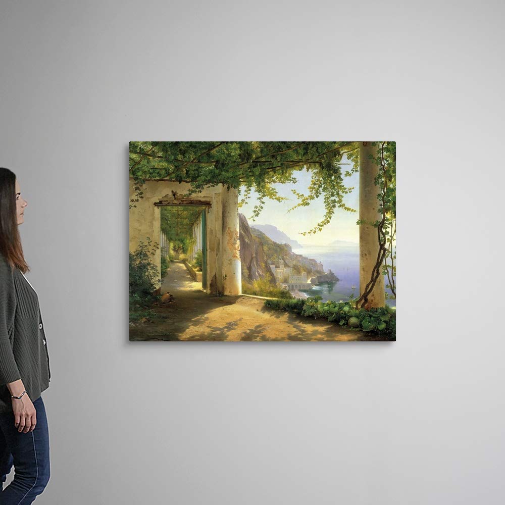 CANVAS ON DEMAND View to the Amalfi Coast Canvas Wall Art Print by Carl Frederic Aagaard, Classic, Traditional, Home Decor, Ocean Artwork, 48"x36"
