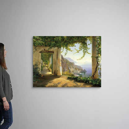 CANVAS ON DEMAND View to the Amalfi Coast Canvas Wall Art Print by Carl Frederic Aagaard, Classic, Traditional, Home Decor, Ocean Artwork, 48"x36"