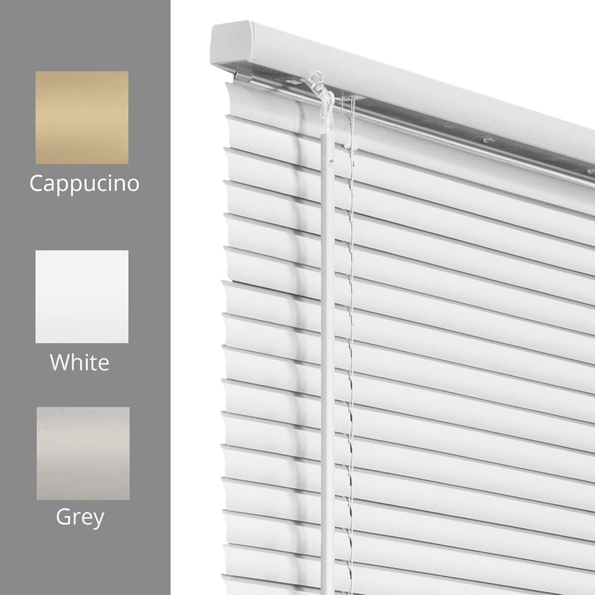 CHICOLOGY Mini Blinds for Windows, Horizontal Gloss White Shades, 23"W X 36"H