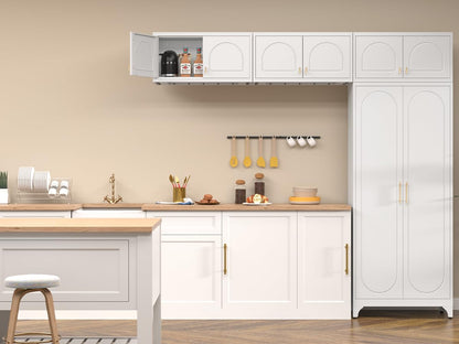 Polup Kitchen Pantry Cabinet, 90" Tall Metal Pantry Cabinet, Food Cupboards with Doors and Shelves, Freestanding Storage Cabinets for Dining, Living Room, 16"D x 32"W x 90"H, White, Assembly Required