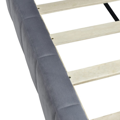 Ball & Cast Full Size Daybed, Velvet Upholstered Day Bed Frame with Tufted Backrest & Armrest,Modern Sofa Bed,Classic Floor Bed with Solid Wood Slats Support,No Box Spring Needed,Gray
