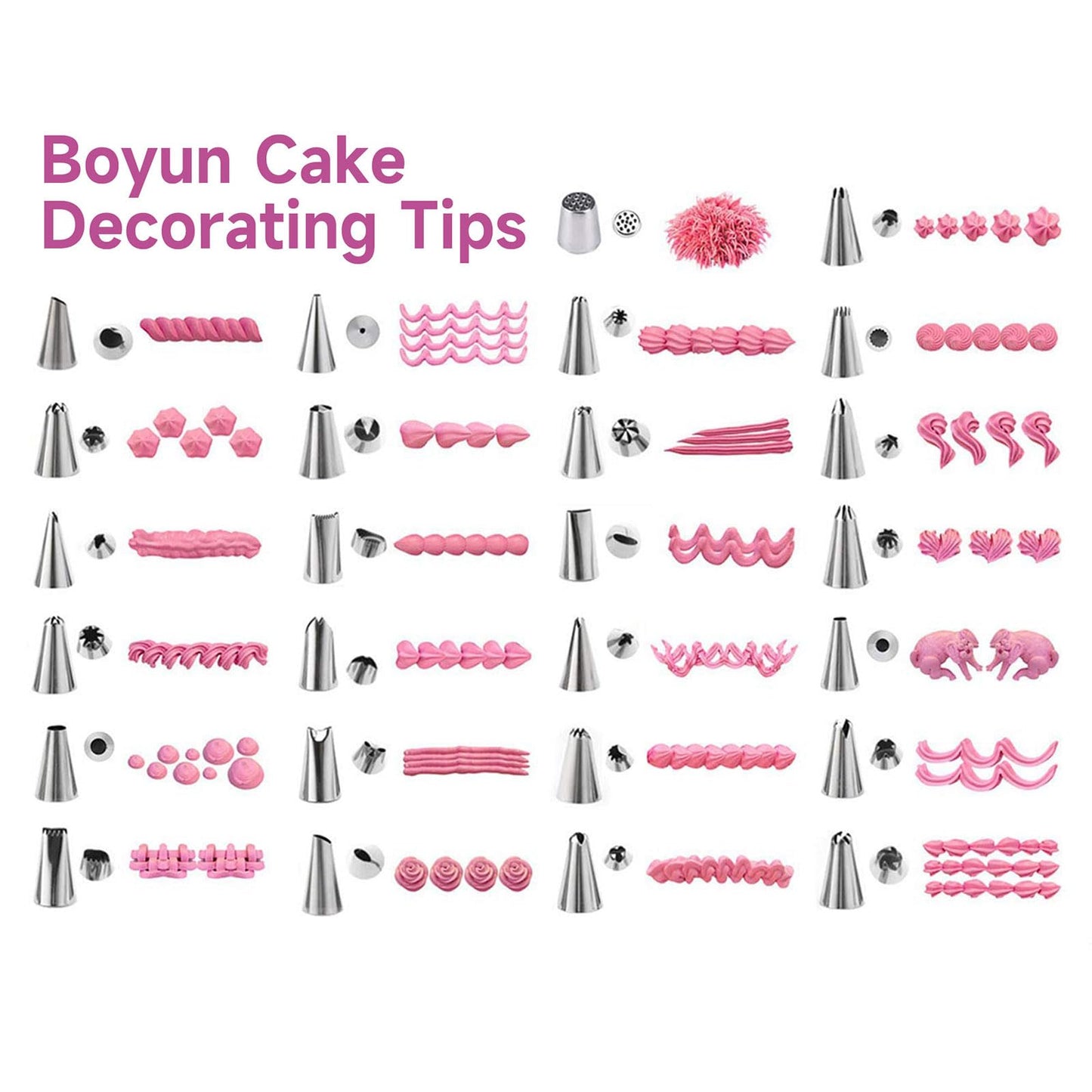 Dessert Decorating Syringe Set, Icing Piping Kit Stainless Steels Cake Decorating Tools 30 Piping Icing Nozzles Cupcake Decorating Kit - Pink