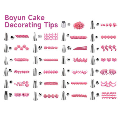 Dessert Decorating Syringe Set, Icing Piping Kit Stainless Steels Cake Decorating Tools 30 Piping Icing Nozzles Cupcake Decorating Kit - Pink