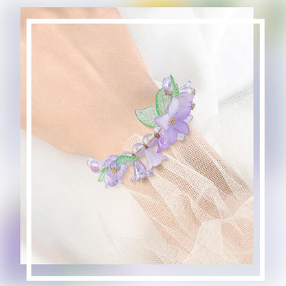 BEAMARKER 500Pcs Acrylic DIY Flower Leaf Beads Kits Including Assorted Purple Flower Loose Beads Maple Leaf Pendants Charms Acrylic Floral Caps for Earring Bracelet Necklace Craft Jewelry Making