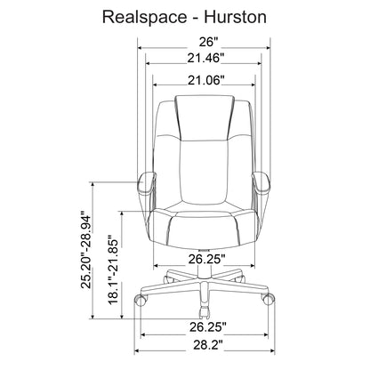Realspace® Hurston Bonded Leather High-Back Executive Office Chair, Black, BIFMA Compliant