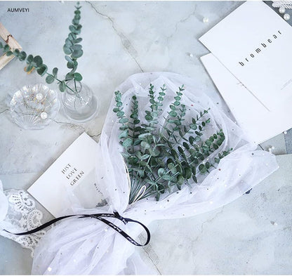 20pcs Faux Eucalyptus Stems Flowers, Short Artificial Greenery Decoration for Floral Arrangement, Wedding Home