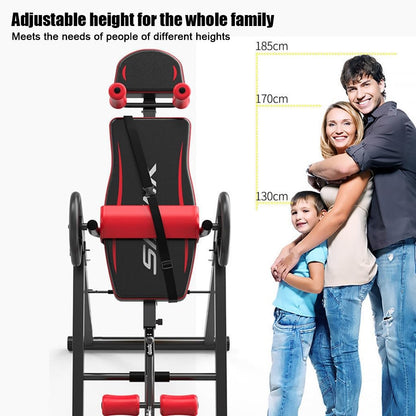 RIEJIN Gravity Heavy Duty Inversion Table with Headrest & Adjustable Protective Belt Back Stretcher Machine for Pain Relief Therapy