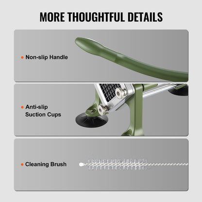 VEVOR French Fry Cutter, Potato Slicer with 1/2-Inch and 3/8-Inch Stainless Steel Blades, Manual Potato Cutter Chopper with Suction Cups, Great for Potato, French Fries, Cucumber, Vegetables, Carrot