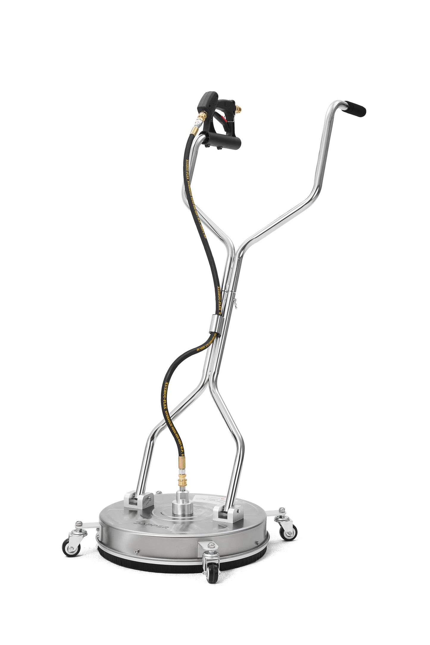 Dapper Supply 24 in. Pressure Washer Surface Cleaner in Stainless Steel w/Handles & Wheels, 4350 Max PSI, 3/8" Connector & 2 Adapters Ideal for Driveways, Sidewalks, Patios, Decks