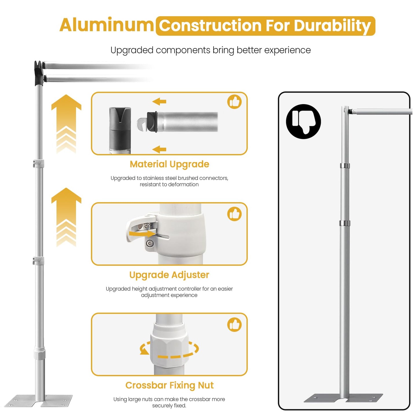 Jiang&Rong 10x10Ft Double Crossbar Backdrop Stand - Pipe and Drape Heavy Duty Adjustable Metal Frame with Drape Kit, Photographic Studio Backdrop Stand for Wedding, Birthday Party, Banquet Decorations