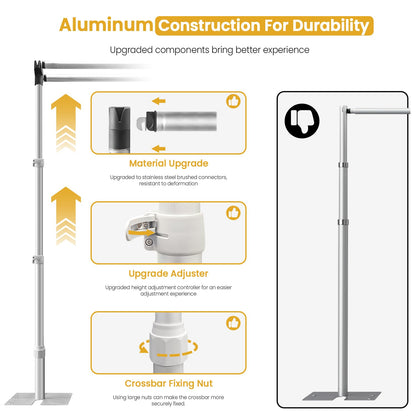 Jiang&Rong 10x10Ft Double Crossbar Backdrop Stand - Pipe and Drape Heavy Duty Adjustable Metal Frame with Drape Kit, Photographic Studio Backdrop Stand for Wedding, Birthday Party, Banquet Decorations
