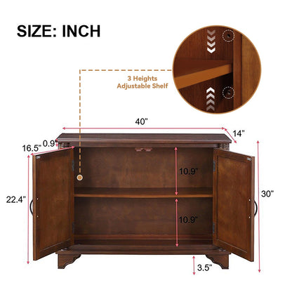 YWUFUART 40" Solid Wood Buffet Storage Cabinet,Vintage Console Table with Adjustable Shelf,Retro Sofa Table with Solid Pine Wood Legs for Living Room,Entryway,Light Espresso