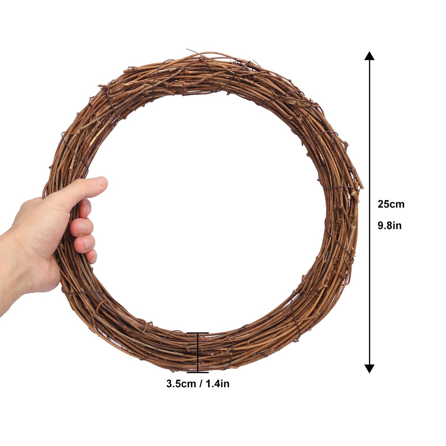 KUKLIPJIM 7 Pcs 10 Inch Natural Grapevine Wreath Set, Hand-Woven Vine Branch Wreaths for DIY Crafts, Christmas Decorations, Home & Event Styling