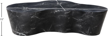 Meridian Furniture 99033Black-CT Monza Collection Art Deco Marble Finish Indoor/Outdoor Concrete Coffee Table, 59.5" W x 30.5" D x 15" H, Black